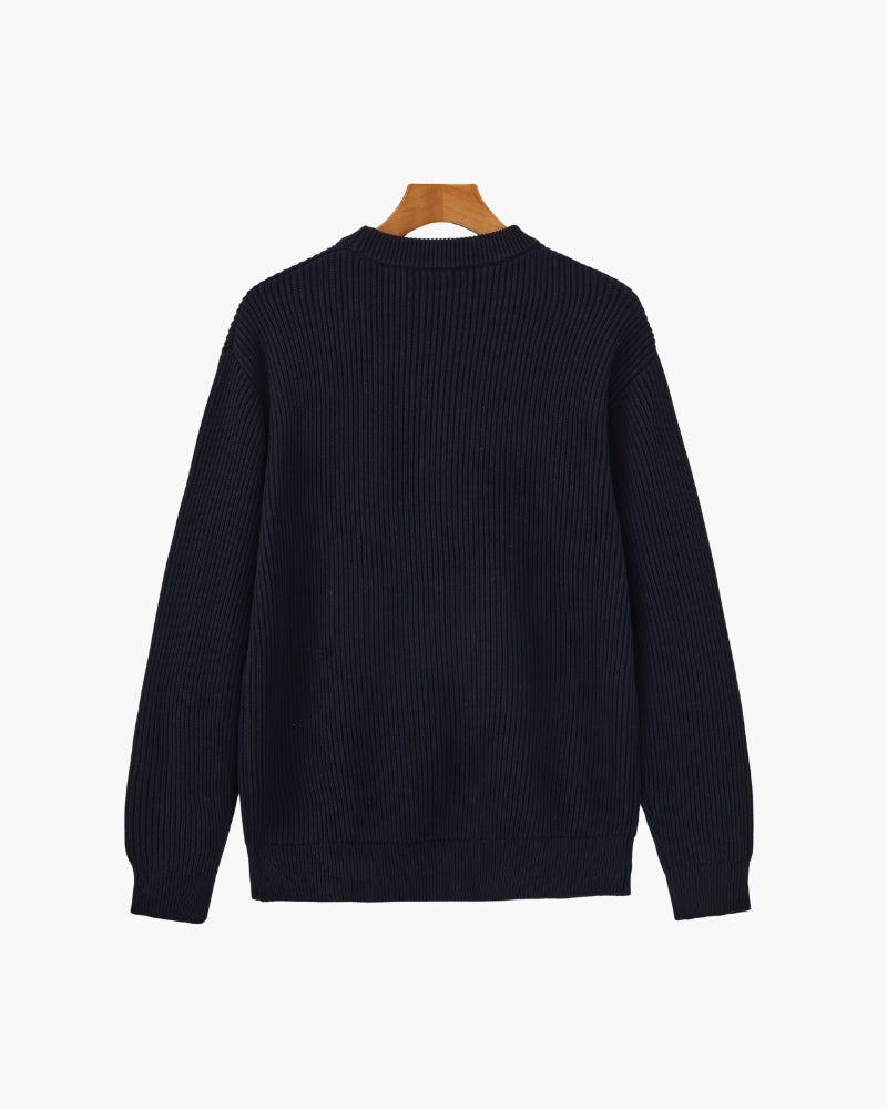 Back view of Men's Knit Rib-Knit Crewneck in an available colour — Ardovena Split