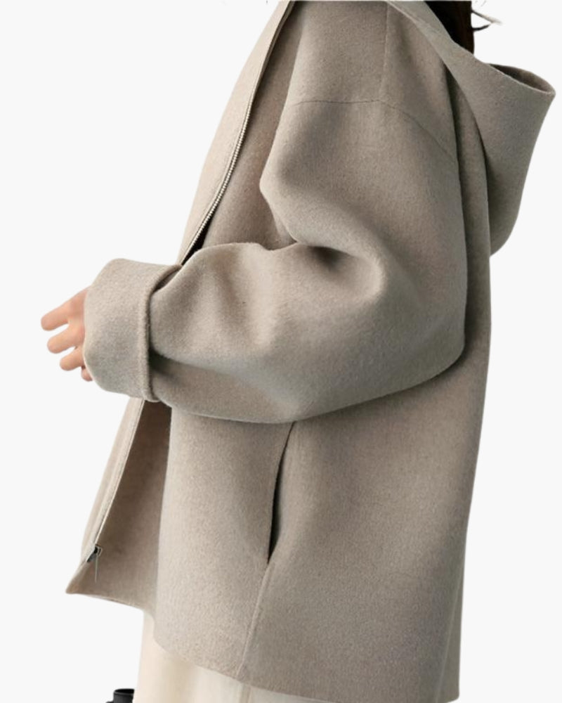 Back view of Women's Knit Wool Coat in an available colour — Ardovena Split