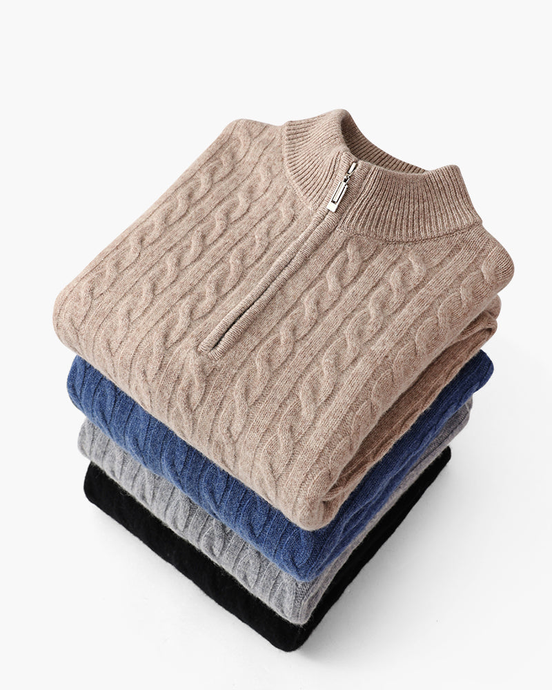 Additional view 07 of Men's Knit Cashmere Woven Half-zip Sweater in an available colour — Ardovena Tavira