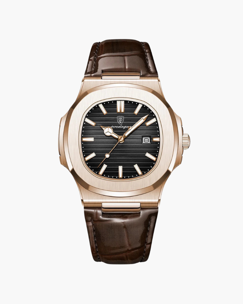 Close-up of material and construction details on men's Leather Watch — Ardovena Tavira