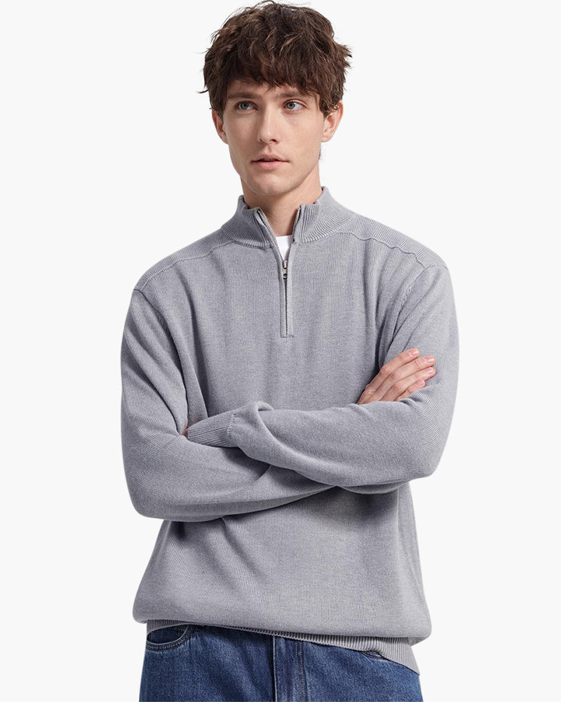 Men's Knit Merino Wool Zip-up Sweater in an available colour — Ardovena Tavira, main product view