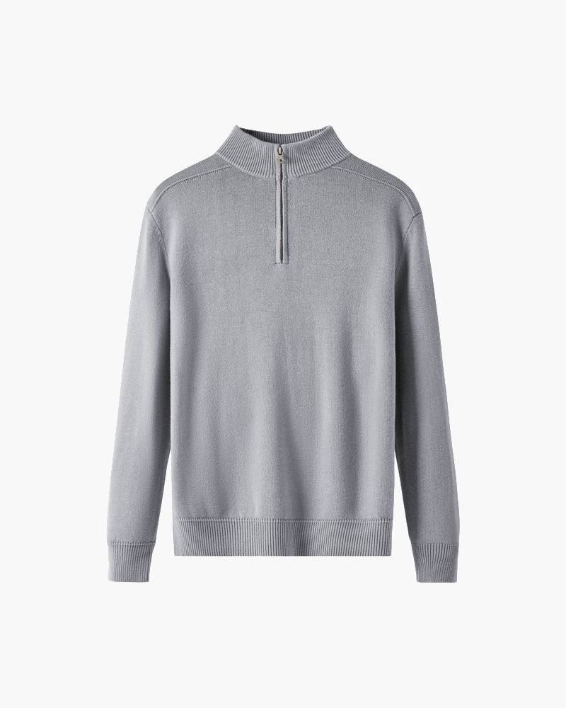 Back view of Men's Knit Merino Wool Zip-up Sweater in an available colour — Ardovena Tavira