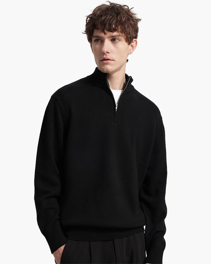 Additional view 04 of Men's Knit Merino Wool Zip-up Sweater in an available colour — Ardovena Tavira