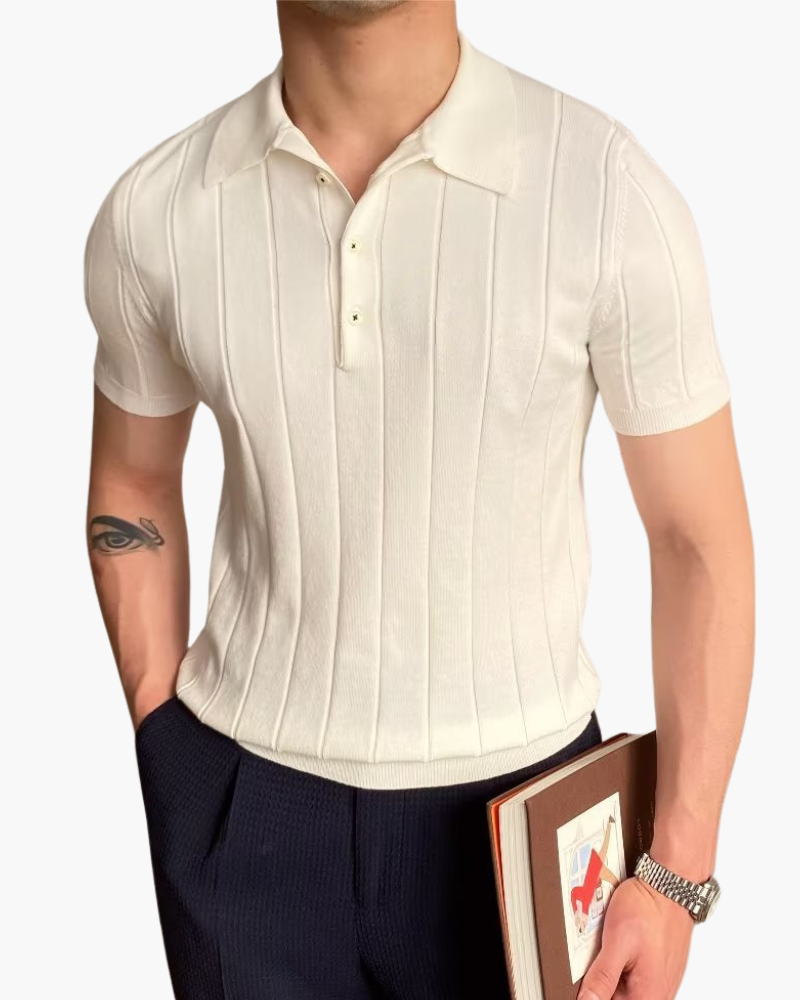 Men's Cotton Ribbed Cotton Polo in an available colour — Ardovena Tavira, main product view