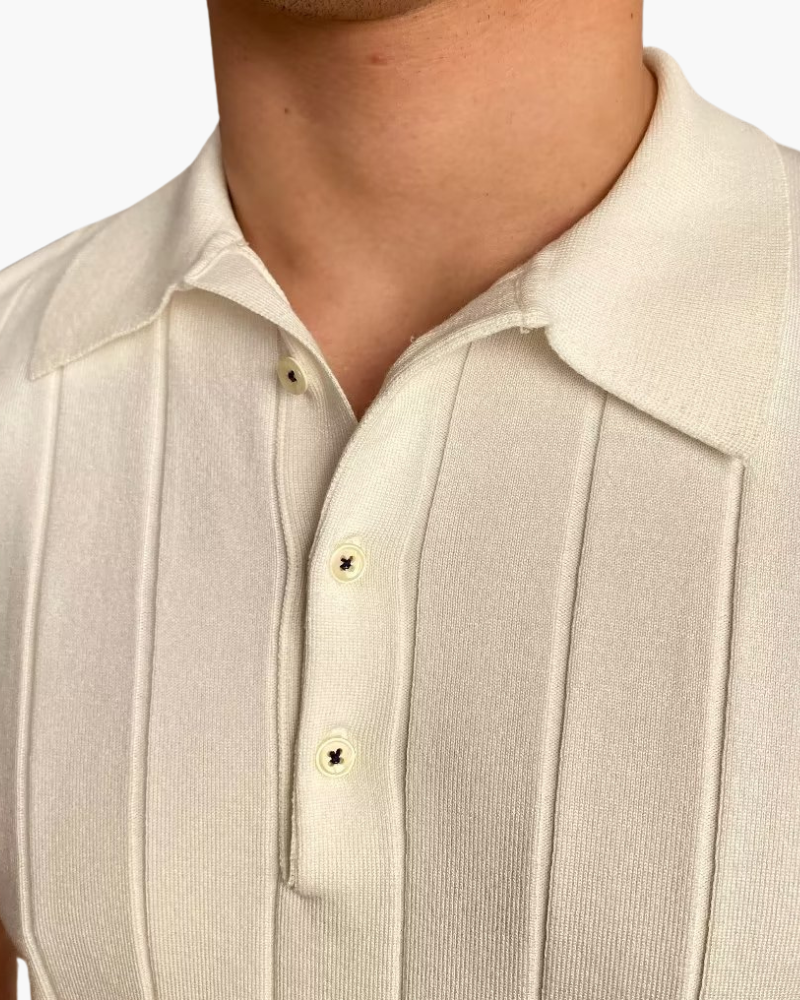 Back view of Men's Cotton Ribbed Cotton Polo in an available colour — Ardovena Tavira