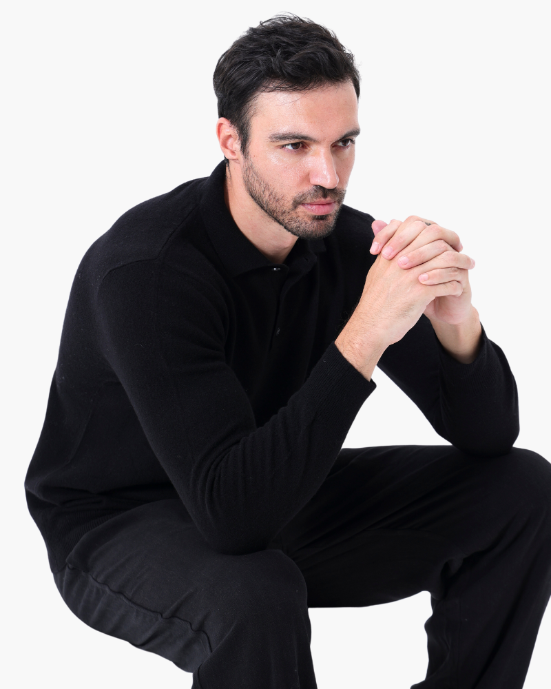 Back view of Men's Winter Set in Black — Ardovena Tavira with documented product details